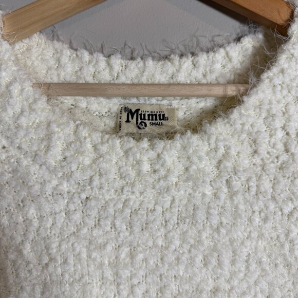 NWOT Show Me Your Mumu Cropped Varsity Sweater Knubby Knit Women's Small Cream - Picture 7 of 12